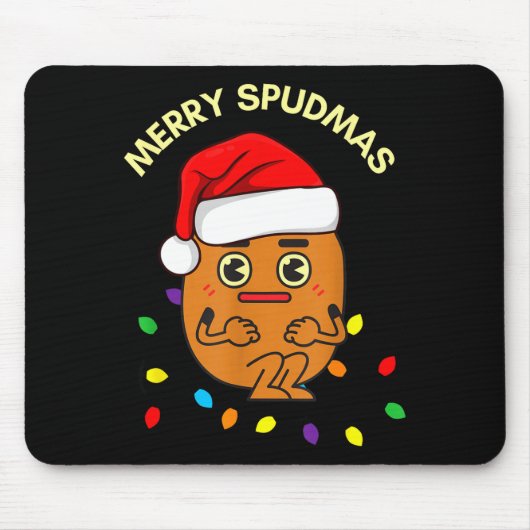 Merry Spudmas Funny Tato Santa Holiday Lights Chri Mousepad (Vorne)