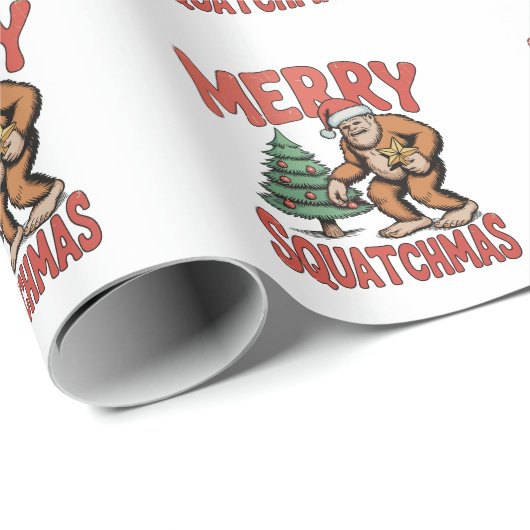 Merry Squatchmas Bigfoot Sasquatch Weihnachtsbaum Geschenkpapier (Rolleneckpunkt)