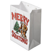 Merry Squatchmas Bigfoot Sasquatch Weihnachtsbaum Mittlere Geschenktüte (Vorderseite Schrägansicht)