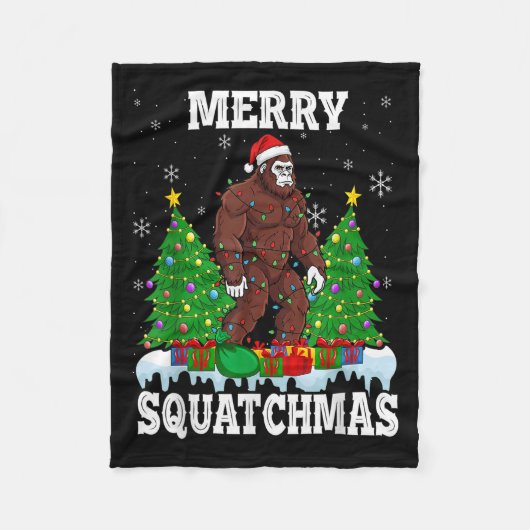 Merry Squatchmas Christmas Tree Santa Bigfoot Sasq Fleecedecke (Vorderseite)