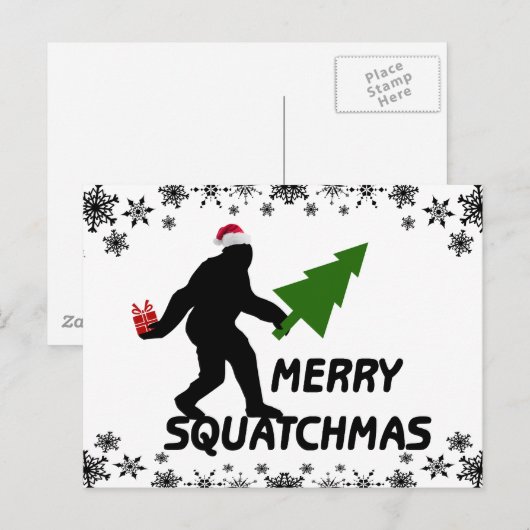Merry Squatchmas Feiertagspostkarte (Vorne/Hinten)