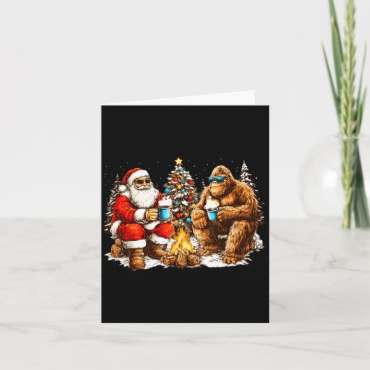 Merry Squatchmas Santa Bigfoot Campfire Mens Boys  Karte (Vorderseite)