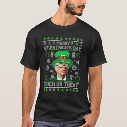 Merry St Patrick's Day Trick oder Treat Biden Lepr T-Shirt (Vorderseite)