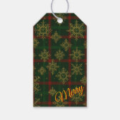 Merry Steampunk Snowflake Red und Green Tartan Geschenkanhänger (Vorderseite)