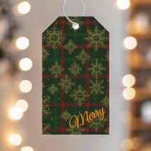 Merry Steampunk Snowflake Red und Green Tartan