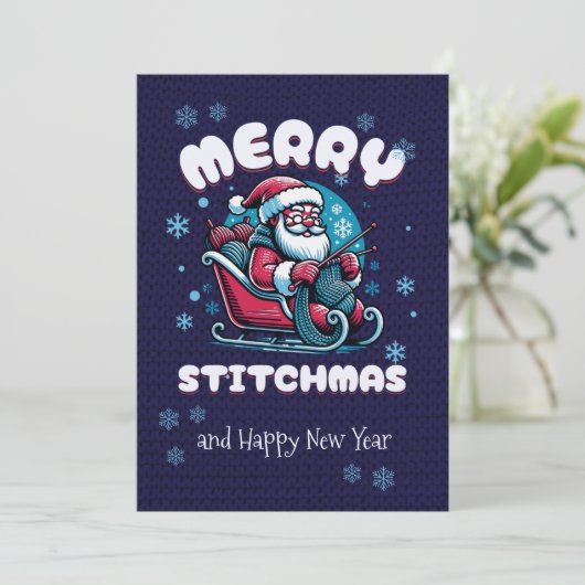 Merry Stitchmas Weihnachtslieder Feiertagskarte (Stehend Vorderseite)