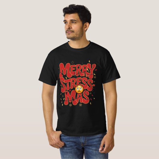 Merry Stress-mas Christmas Humor Design T-Shirt (Vorne ganz)