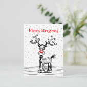Merry Stressmas Rudolph Christmas Postcard Postkarte (Stehend Vorderseite)