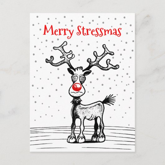 Merry Stressmas Rudolph Christmas Postcard Postkarte (Vorderseite)