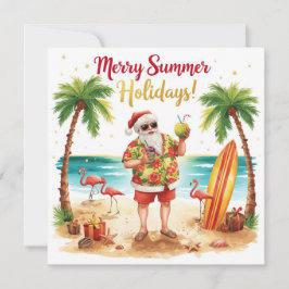 Merry Summer Holiday Santa am Strand Feiertagskarte