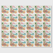 Merry Summer Holiday Santa am Strand Geschenkpapier (Flach)