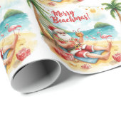 Merry Summer Holiday Santa am Strand Geschenkpapier (Rolleneckpunkt)