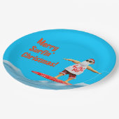 Merry Surfin Weihnachtsmann auf Surfboard Thread P Pappteller (Schrägansicht)