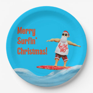 Merry Surfin Weihnachtsmann auf Surfboard Thread P Pappteller