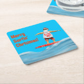 Merry Surfin Weihnachtsmann auf Surfboard Thread P Rechteckiger Pappuntersetzer (angewinkelt)