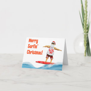Merry Surfin Weihnachtsmann auf Surfbrett Karte