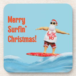 Merry Surfins Weihnachtsmann auf Surfboard Getränkeuntersetzer