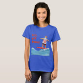 Merry Surfins Weihnachtsmann auf Surfboard T-Shirt (Vorne ganz)