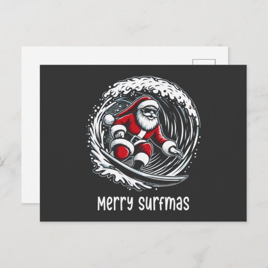 Merry Surfmas Feiertagspostkarte (Vorne/Hinten)