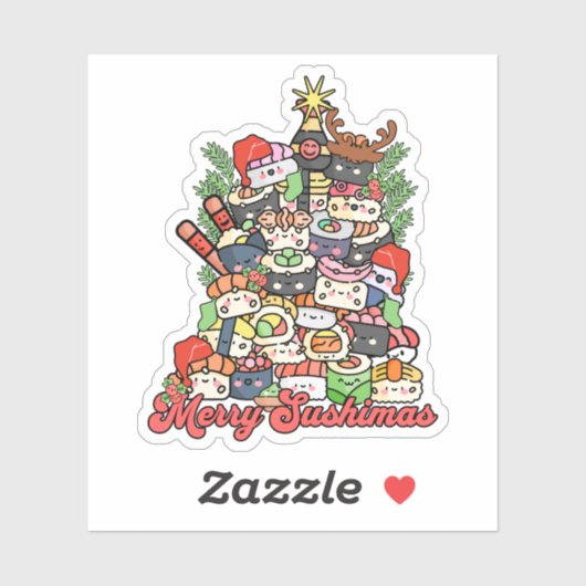 Merry Sushimas Sushi Christmas Aufkleber (Blatt)