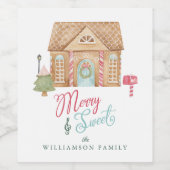 Merry & Sweet Fun Wasserfarbe Lebkuchen Stadt Weinetikett (Einzelnes Label)