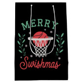Merry Swishmas Basketball Christmas Sports Xmas Mittlere Geschenktüte (Rückseite)