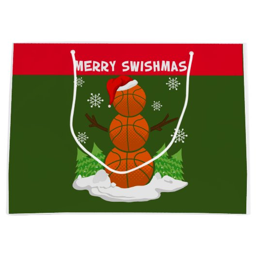 MERRY SWISHMAS Basketball Große Geschenktüte (Vorderseite)