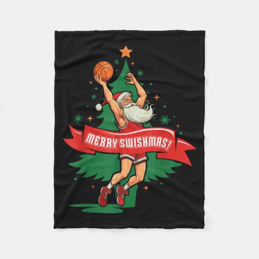 Merry Swishmas Basketball Santa Christmas Pajamas  Fleecedecke (Vorderseite)