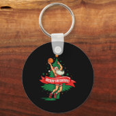 Merry Swishmas Basketball Santa Christmas Pajamas Schlüsselanhänger (Vorderseite)