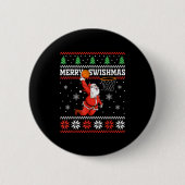 Merry Swishmas Basketball Snowman Christmas Ugly P Button (Vorderseite)
