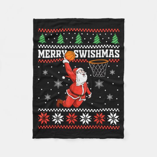 Merry Swishmas Basketball Snowman Christmas Ugly P Fleecedecke (Vorderseite)