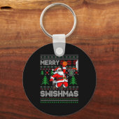 Merry Swishmas Basketball Ugly Christmas Santa Men Schlüsselanhänger (Vorderseite)