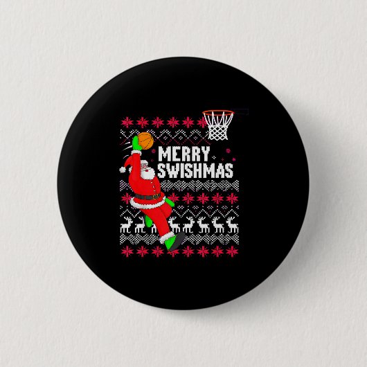 Merry Swishmas Basketball Ugly Christmas Xmas Button (Vorderseite)