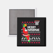 Merry Swishmas Basketball Ugly Christmas Xmas Magnet (Vorderseite/Rückseite)