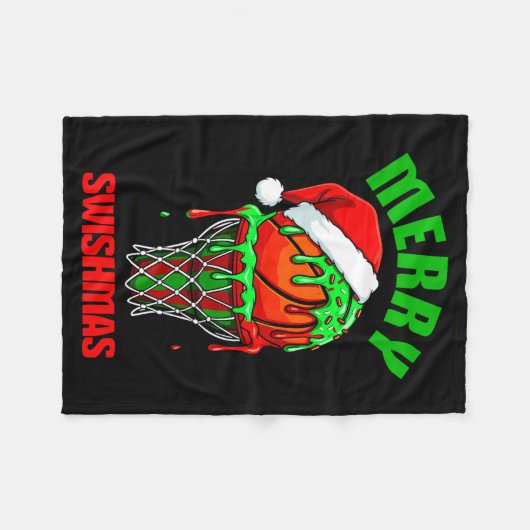 Merry Swishmas Basketball Ugly Christmas Xmas Men Fleecedecke (Vorderseite (Horizontal))