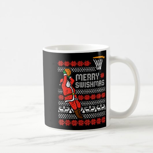 Merry Swishmas Basketball Ugly Christmas Xmas Men Kaffeetasse (Rechts)