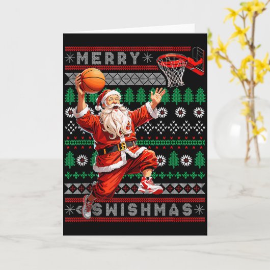 Merry Swishmas Basketball Ugly Christmas Xmas Men Karte (Gelbe Blume)
