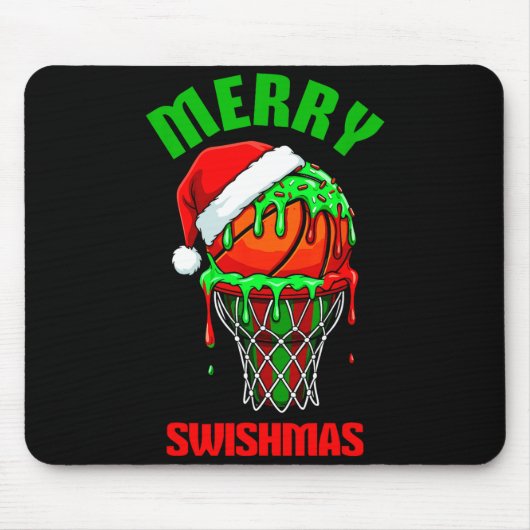 Merry Swishmas Basketball Ugly Christmas Xmas Men Mousepad (Vorne)