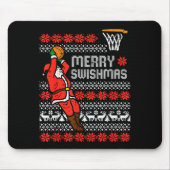 Merry Swishmas Basketball Ugly Christmas Xmas Men Mousepad (Vorne)