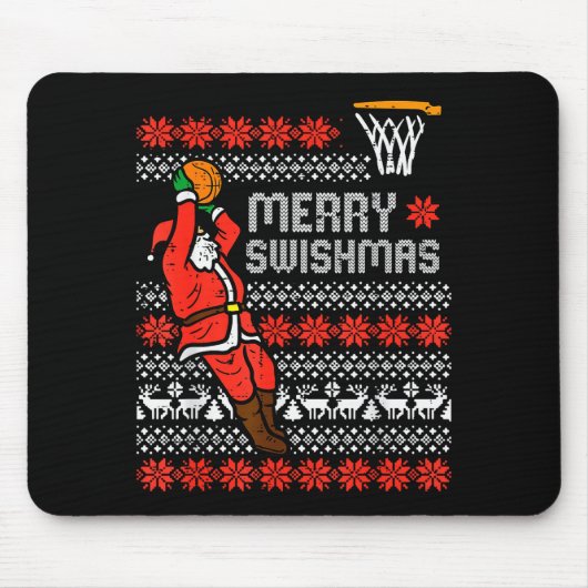 Merry Swishmas Basketball Ugly Christmas Xmas Men Mousepad (Vorne)