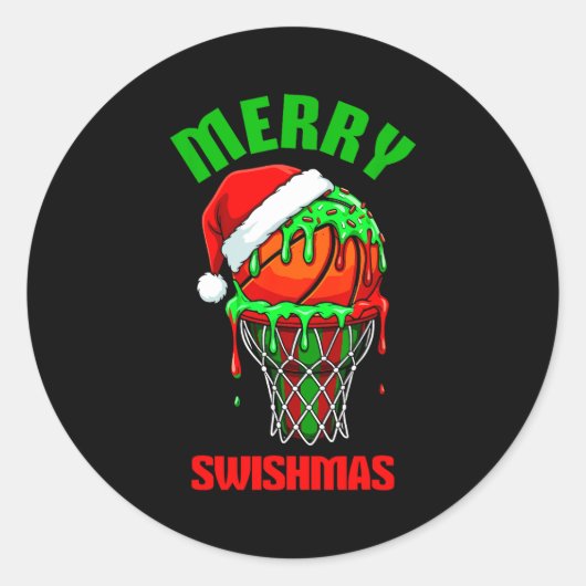 Merry Swishmas Basketball Ugly Christmas Xmas Men Runder Aufkleber (Vorderseite)