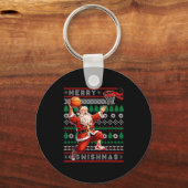 Merry Swishmas Basketball Ugly Christmas Xmas Men  Schlüsselanhänger (Vorderseite)