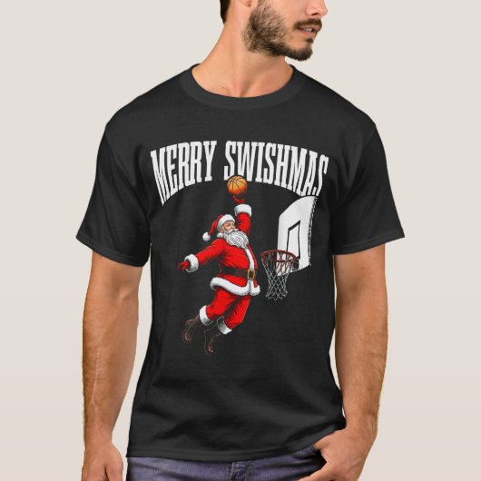 Merry Swishmas Basketball Ugly Christmas Xmas Men  T-Shirt (Vorderseite)
