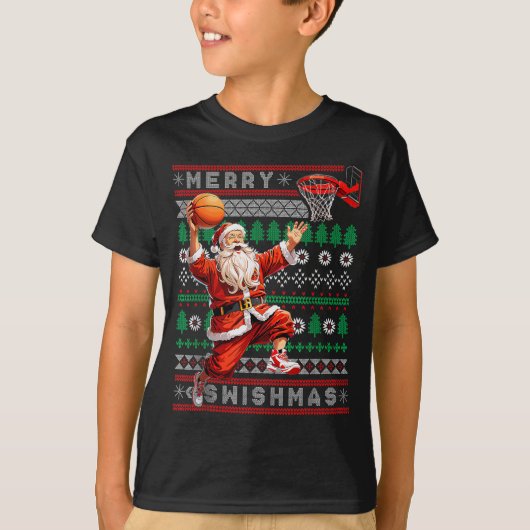 Merry Swishmas Basketball Ugly Christmas Xmas Men T-Shirt (Vorderseite)