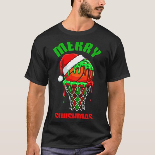 Merry Swishmas Basketball Ugly Christmas Xmas Men  T-Shirt (Vorderseite)