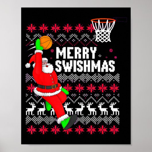 Merry Swishmas Basketball Ugly Christmas Xmas Poster (Vorne)