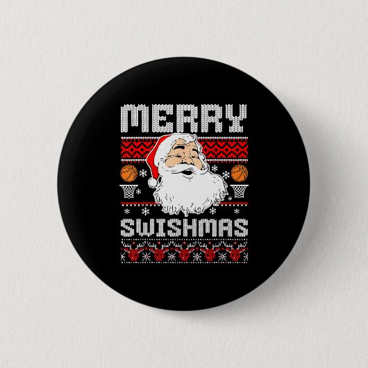 Merry Swishmas Basketball Xmas Ugly Christmas Men Button (Vorderseite)