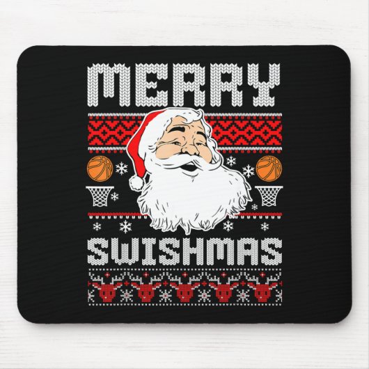 Merry Swishmas Basketball Xmas Ugly Christmas Men Mousepad (Vorne)