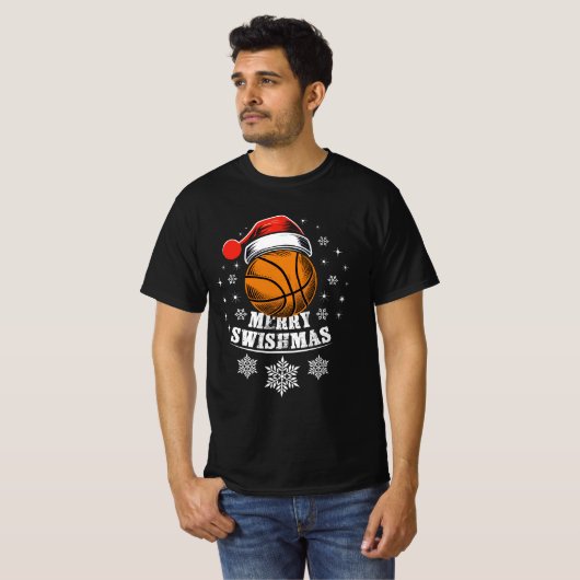 Merry Swishmas für Basket Ball Fans T-Shirt (Vorne ganz)