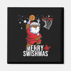 Merry Swishmas Santa Bysketbyll Christmas Pajamas Magnet